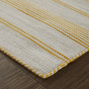 Homeroots 4' X 6' Yellow And Ivory Striped Dhurrie Hand Woven Stain Resistant Area Rug Yellow,Ivory Other Material 511669