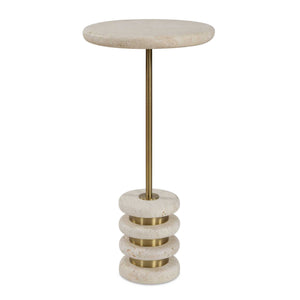 Uttermost Uttermost Adames Natural Travertine Top Accent Table with Brushed Brass Tiered Base 51166