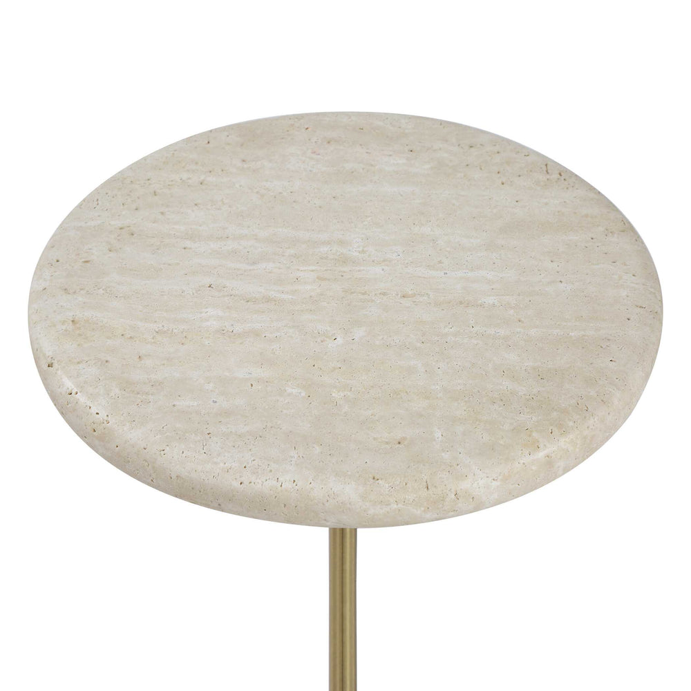 Uttermost Uttermost Adames Natural Travertine Top Accent Table with Brushed Brass Tiered Base 51166
