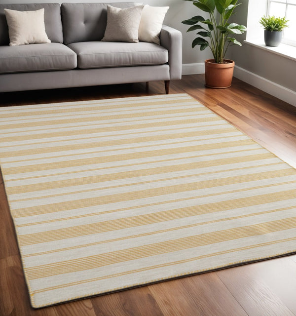 HomeRoots 4' Hand Woven Black and White Striped Area Rug - Eco-Friendly, Durable, and Stylish for Any Room 5' X 8' 511670