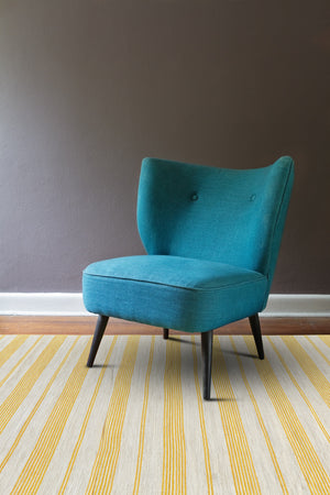 Homeroots 5' X 8' Yellow And Ivory Striped Dhurrie Hand Woven Stain Resistant Area Rug Yellow,Ivory Other Material 511670