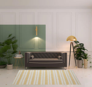 Homeroots 5' X 8' Yellow And Ivory Striped Dhurrie Hand Woven Stain Resistant Area Rug Yellow,Ivory Other Material 511670