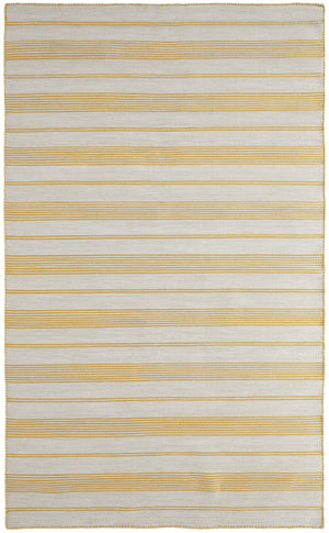 Homeroots 8' X 11' Yellow And Ivory Striped Hand Woven Area Rug Yellow,Ivory Recycled Pet 511671