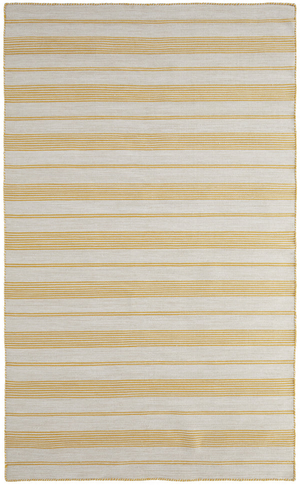 Homeroots 8' X 11' Yellow And Ivory Striped Hand Woven Area Rug Yellow,Ivory Recycled Pet 511671