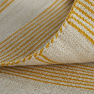 Homeroots 8' X 11' Yellow And Ivory Striped Hand Woven Area Rug Yellow,Ivory Recycled Pet 511671