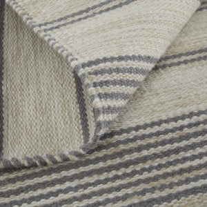 Homeroots 4' X 6' Gray And Ivory Striped Hand Woven Area Rug Gray,Ivory Recycled Pet 511672