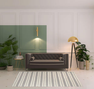 Homeroots 5' X 8' Gray And Ivory Striped Dhurrie Hand Woven Stain Resistant Area Rug Gray,Ivory Other Material 511673