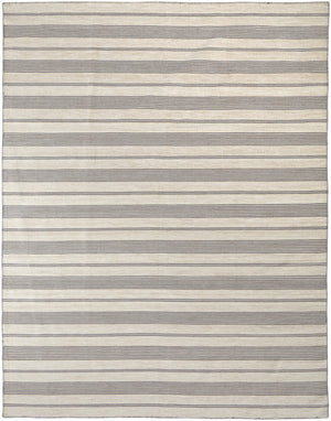 Homeroots 8' X 11' Gray And Ivory Striped Hand Woven Area Rug Gray,Ivory Recycled Pet 511674