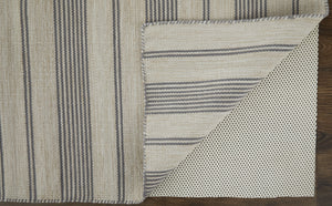 Homeroots 8' X 11' Gray And Ivory Striped Hand Woven Area Rug Gray,Ivory Recycled Pet 511674
