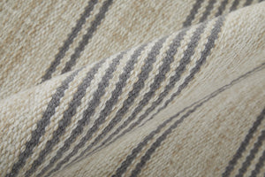 Homeroots 8' X 11' Gray And Ivory Striped Hand Woven Area Rug Gray,Ivory Recycled Pet 511674