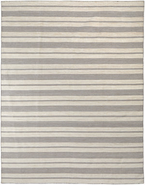 Homeroots 10' X 14' Gray And Ivory Striped Dhurrie Hand Woven Stain Resistant Area Rug Gray,Ivory Other Material 511675
