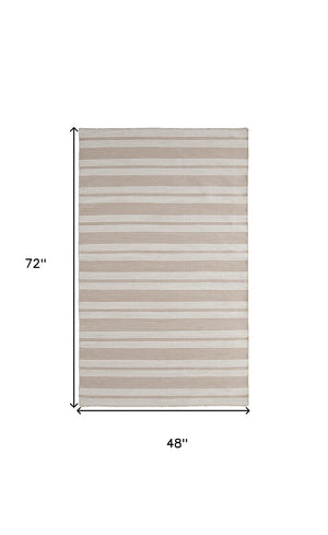HomeRoots 4' Hand Woven Black and White Striped Area Rug - Eco-Friendly, Durable, and Stylish for Any Room 4' X 6' 511676