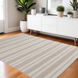 HomeRoots 4' Hand Woven Black and White Striped Area Rug - Eco-Friendly, Durable, and Stylish for Any Room 4' X 6' 511676