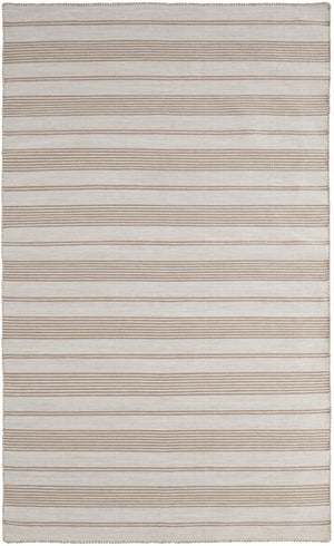 Homeroots 5' X 8' Ivory And Taupe Striped Dhurrie Hand Woven Stain Resistant Area Rug Ivory,Taupe Other Material 511677