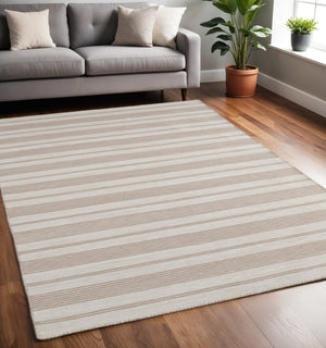 HomeRoots 4' Hand Woven Black and White Striped Area Rug - Eco-Friendly, Durable, and Stylish for Any Room 5' X 8' 511677