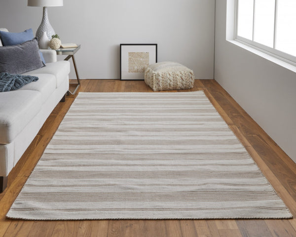 HomeRoots 4' Hand Woven Black and White Striped Area Rug - Eco-Friendly, Durable, and Stylish for Any Room 5' X 8' 511677