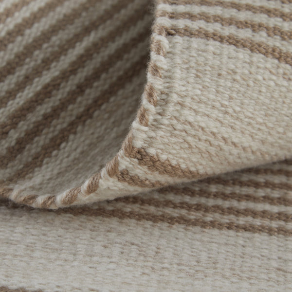 Homeroots 5' X 8' Ivory And Taupe Striped Dhurrie Hand Woven Stain Resistant Area Rug Ivory,Taupe Other Material 511677