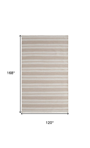 Homeroots 10' X 14' Black And White Striped Dhurrie Hand Woven Stain Resistant Area Rug Black,White Other Material 511679