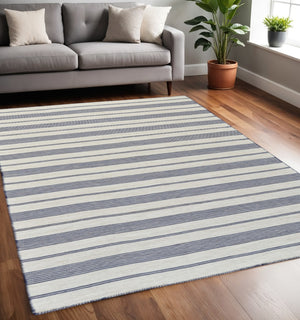 HomeRoots 4' Hand Woven Black and White Striped Area Rug - Eco-Friendly, Durable, and Stylish for Any Room 5' X 8' 511681