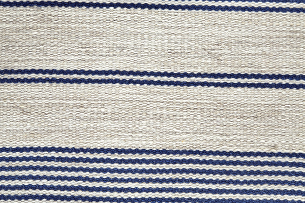 Homeroots 5' X 8' Blue And Ivory Striped Dhurrie Hand Woven Stain Resistant Area Rug Blue,Ivory Other Material 511681