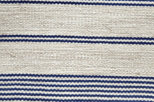Homeroots 8' X 11' Blue And Ivory Striped Dhurrie Hand Woven Stain Resistant Area Rug Blue,Ivory Other Material 511682