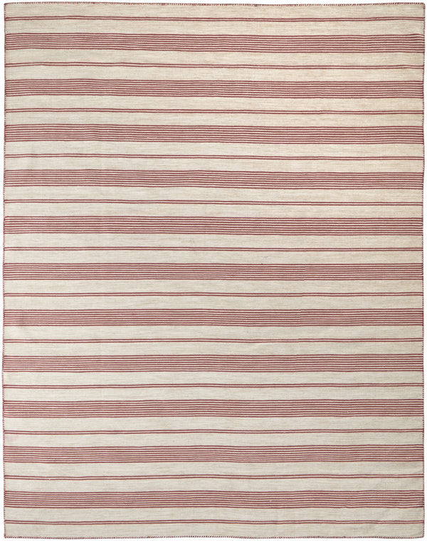 Homeroots 4' X 6' Red And Ivory Striped Hand Woven Area Rug Red,Ivory Recycled Pet 511683