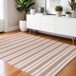 HomeRoots 4' Hand Woven Black and White Striped Area Rug - Eco-Friendly, Durable, and Stylish for Any Room 4' X 6' 511683