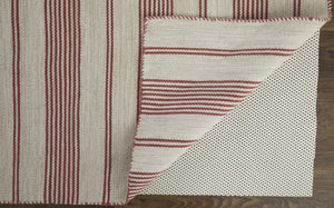 Homeroots 4' X 6' Red And Ivory Striped Hand Woven Area Rug Red,Ivory Recycled Pet 511683