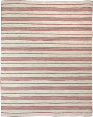 Homeroots 5' X 8' Red And Ivory Striped Dhurrie Hand Woven Stain Resistant Area Rug Red,Ivory Other Material 511684