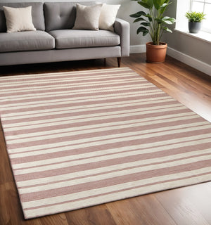 HomeRoots 4' Hand Woven Black and White Striped Area Rug - Eco-Friendly, Durable, and Stylish for Any Room 5' X 8' 511684