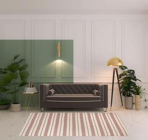 Homeroots 5' X 8' Red And Ivory Striped Dhurrie Hand Woven Stain Resistant Area Rug Red,Ivory Other Material 511684