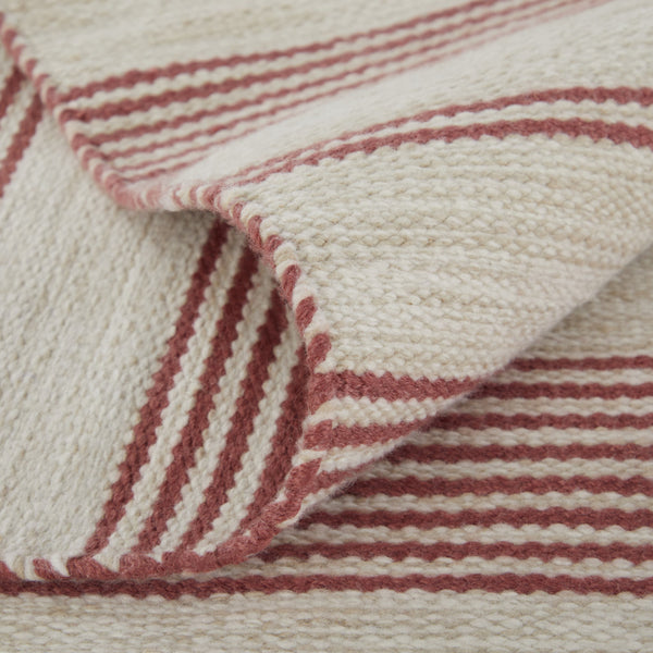 Homeroots 8' X 11' Red And Ivory Striped Hand Woven Area Rug Red,Ivory Recycled Pet 511685