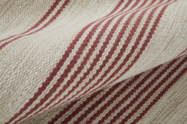 Homeroots 10' X 14' Red And Ivory Striped Dhurrie Hand Woven Stain Resistant Area Rug Red,Ivory Other Material 511686