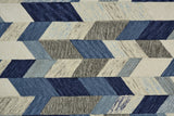 Homeroots 4' X 6' Blue Ivory And Gray Wool Geometric Tufted Handmade Area Rug Blue,Ivory,Gray Wool 511687