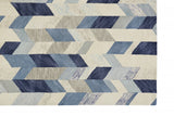 Homeroots 4' X 6' Blue Ivory And Gray Wool Geometric Tufted Handmade Area Rug Blue,Ivory,Gray Wool 511687