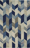 Homeroots 4' X 6' Blue Ivory And Gray Wool Geometric Tufted Handmade Area Rug Blue,Ivory,Gray Wool 511687