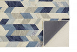 Homeroots 5' X 8' Blue And Ivory Wool Geometric Hand Tufted Area Rug Blue,Ivory,Gray Wool 511688