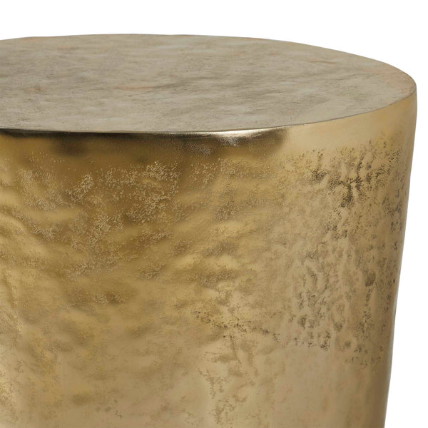 Uttermost Morroni Hand-hammered Antique Brass Sculptural Accent Table for Living Rooms