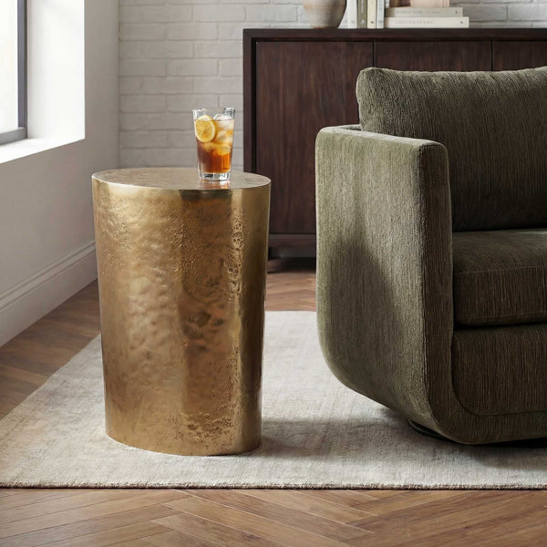 Uttermost Morroni Hand-hammered Antique Brass Sculptural Accent Table for Living Rooms