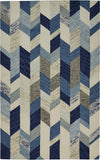 Homeroots 10' X 13' Blue Ivory And Gray Wool Geometric Tufted Handmade Area Rug Blue,Ivory,Gray Wool 511690