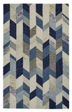 Homeroots 10' X 13' Blue Ivory And Gray Wool Geometric Tufted Handmade Area Rug Blue,Ivory,Gray Wool 511690