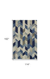 Homeroots 10' X 13' Blue Ivory And Gray Wool Geometric Tufted Handmade Area Rug Blue,Ivory,Gray Wool 511690