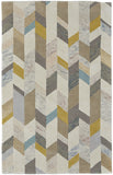 Homeroots 5' X 8' Ivory Taupe And Blue Wool Geometric Tufted Handmade Area Rug Ivory,Taupe,Blue Wool 511694