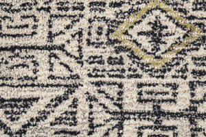 HomeRoots 4' Handmade Wool Tufted Area Rug with Modern Gray Ivory Black Geometric Design for Stylish Spaces 4' X 6' 511699