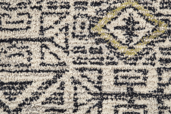 HomeRoots 4' Handmade Wool Tufted Area Rug with Modern Gray Ivory Black Geometric Design for Stylish Spaces 4' X 6' 511699