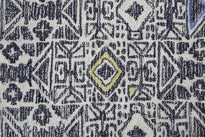HomeRoots 4' Handmade Wool Tufted Area Rug with Modern Gray Ivory Black Geometric Design for Stylish Spaces 4' X 6' 511699