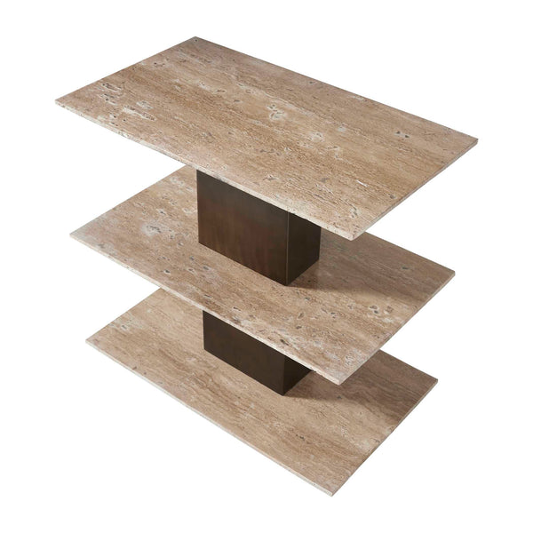 Uttermost Travertini Three Tier Natural Stone Accent Table for Modern Living Spaces