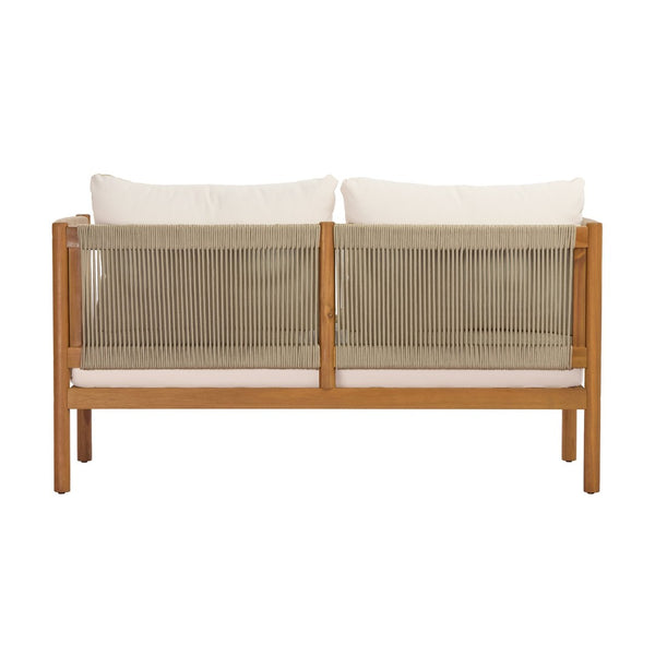 English Elm Outdoor Acacia Teak Patio Loveseat Set with Woven Rope Panels Resort Style N768P381013L