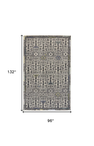 HomeRoots 4' Handmade Wool Tufted Area Rug with Modern Gray Ivory Black Geometric Design for Stylish Spaces 8' X 11' 511701