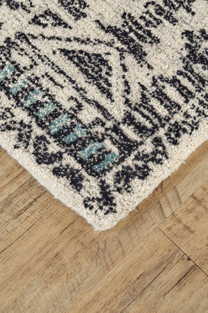 HomeRoots 4' Handmade Wool Tufted Area Rug with Modern Gray Ivory Black Geometric Design for Stylish Spaces 8' X 11' 511701